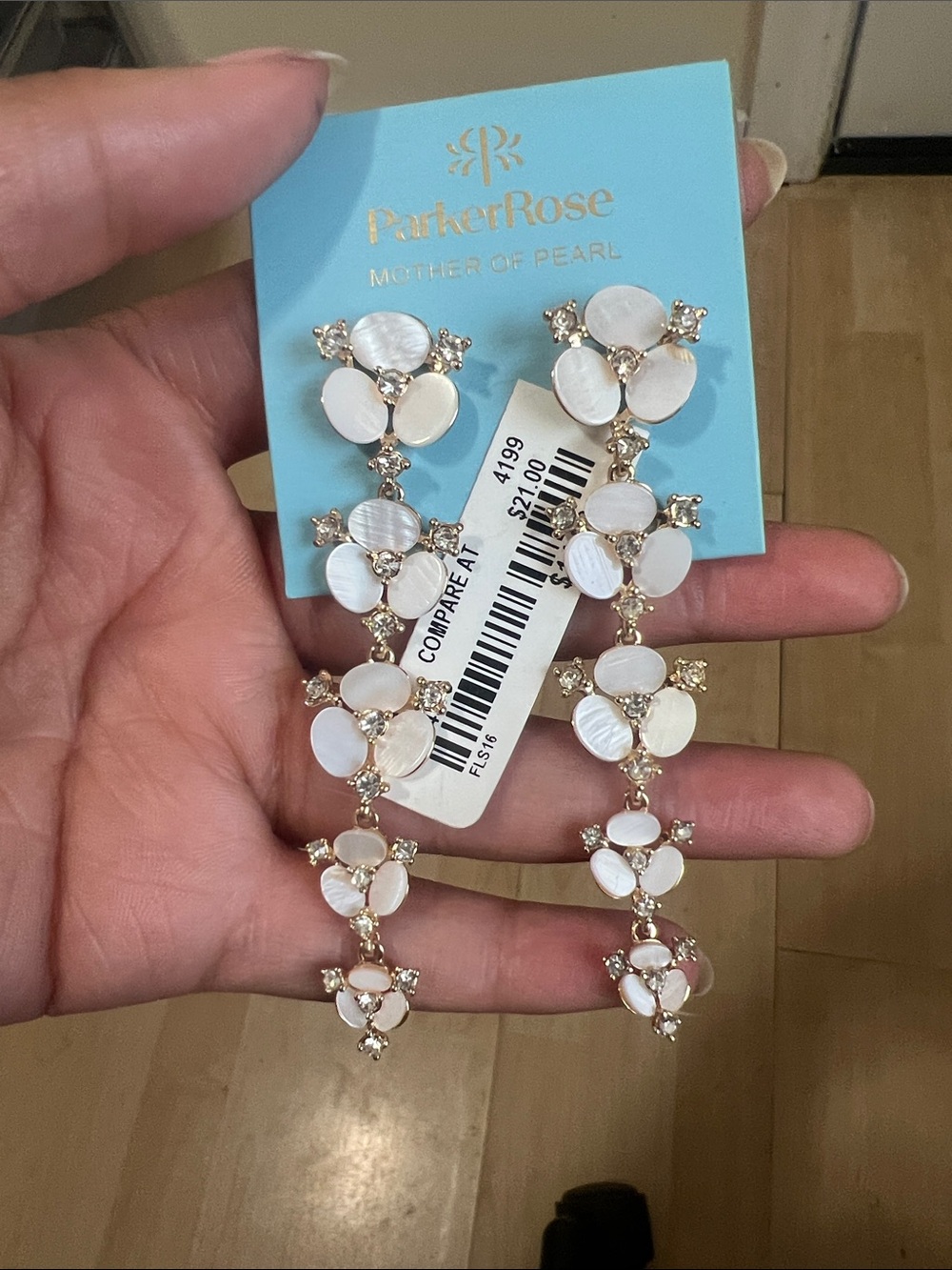 Parker Rose Gold & White Mother-of-Pearl Floral Drop Earrings